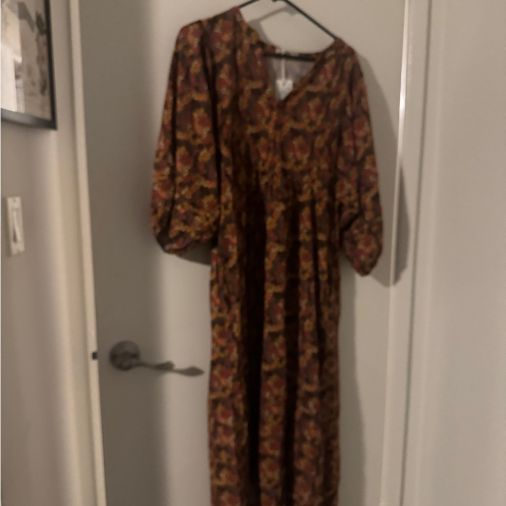 Marine Layer Floral Long Sleeve Dress - Red and Yellow
